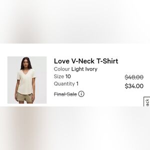 lululemon athletica Light Ivory V-Neck T-Shirt